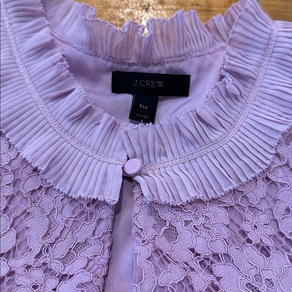 J. Crew Ruffle Neck Lace Blouse - Medium Tall - Picture 11 of 16
